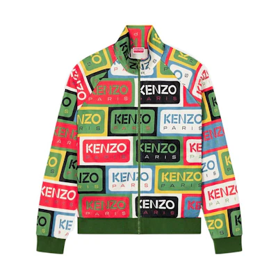 KENZO SS23 Green All-Over Logo Zip-Up Jacket Long Sleeve FD55SW4884IE-MU