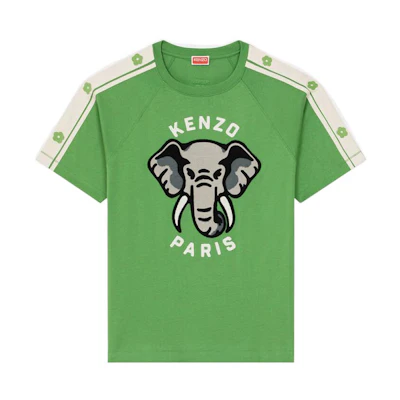 KENZO SS23 Green Cartoon Graphic Colorblock Crewneck T-Shirt Men FD55TS4514SC-57