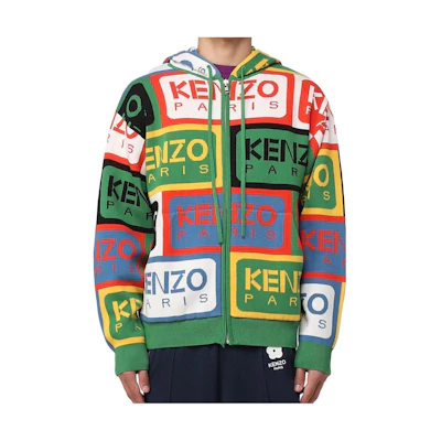 KENZO SS23 Green Zip-Up Hoodie with Letter Design FD55CA3583CD-MU