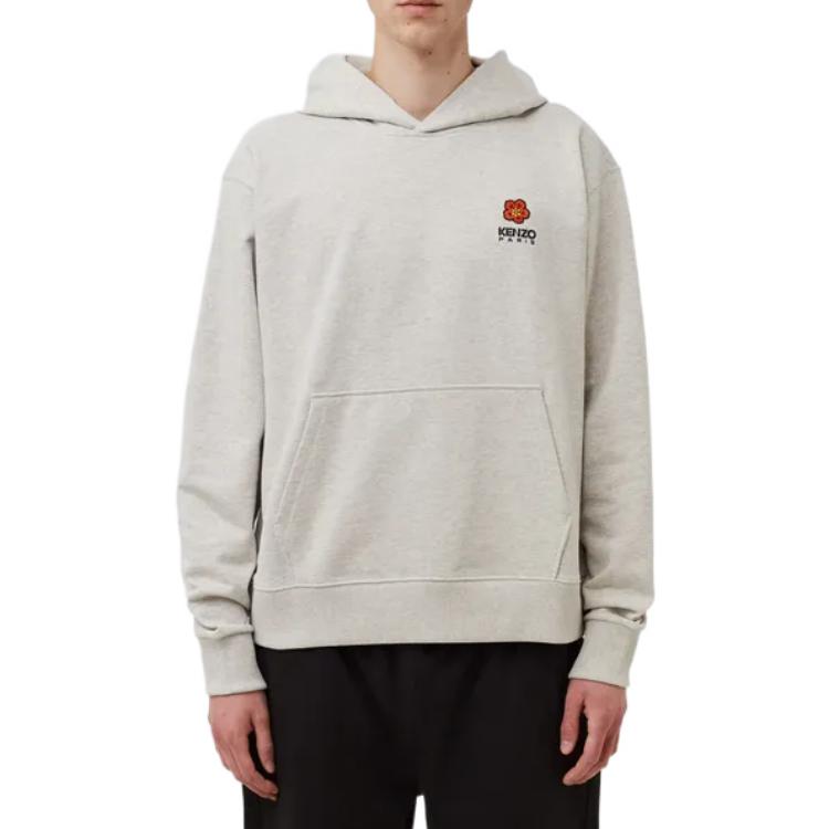 Shop KENZO SS23 男款灰色花卉Logo印花連帽衫. FD55SW4414MF-93