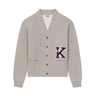 Kenzo SS23 Grey Letter Print V-Neck Button-Up Casual Sweatshirt FD55SW4954MB-94