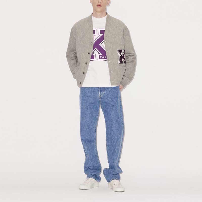 Kenzo SS23 Grey Letter Print V-Neck Button-Up Casual Sweatshirt FD55SW4954MB-94 圖 4