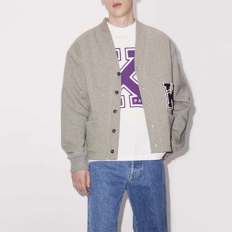 Kenzo SS23 Grey Letter Print V-Neck Button-Up Casual Sweatshirt FD55SW4954MB-94 圖 5