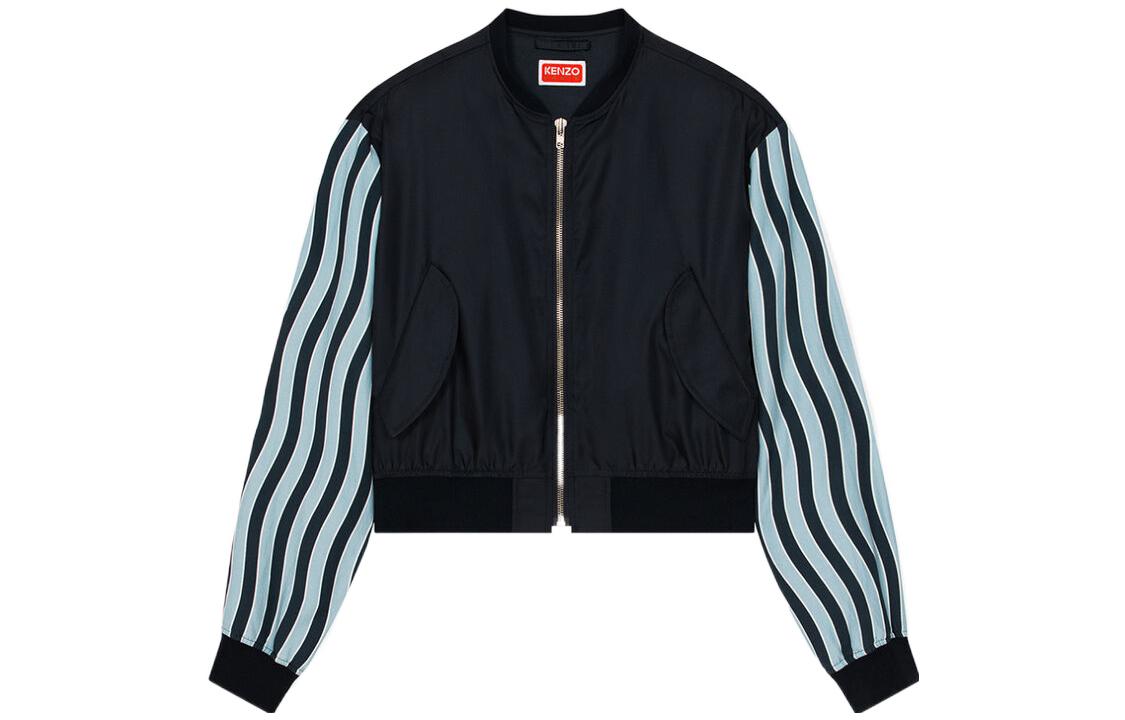 KENZO SS23 Logo Patch Wave Striped Jacket Menswear Blue FD55BL1419OA-77