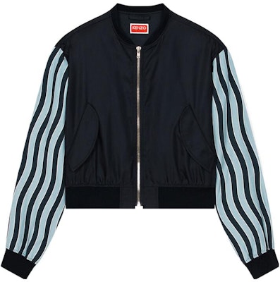 KENZO SS23 Logo Patch Wave Striped Jacket Menswear Blue FD55BL1419OA-77 Buy KENZO SS23 Logo Patch Wave Striped Jacket Menswear Blue FD55BL1419OA-77