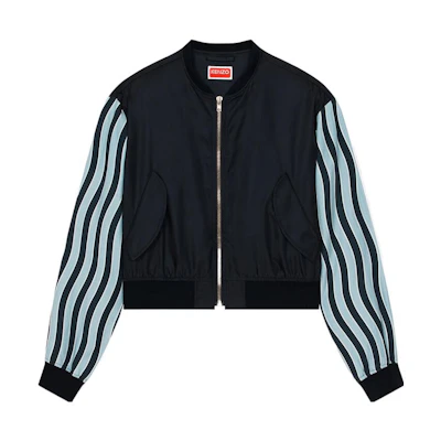 KENZO SS23 Logo Patch Wave Striped Jacket Menswear Blue FD55BL1419OA-77