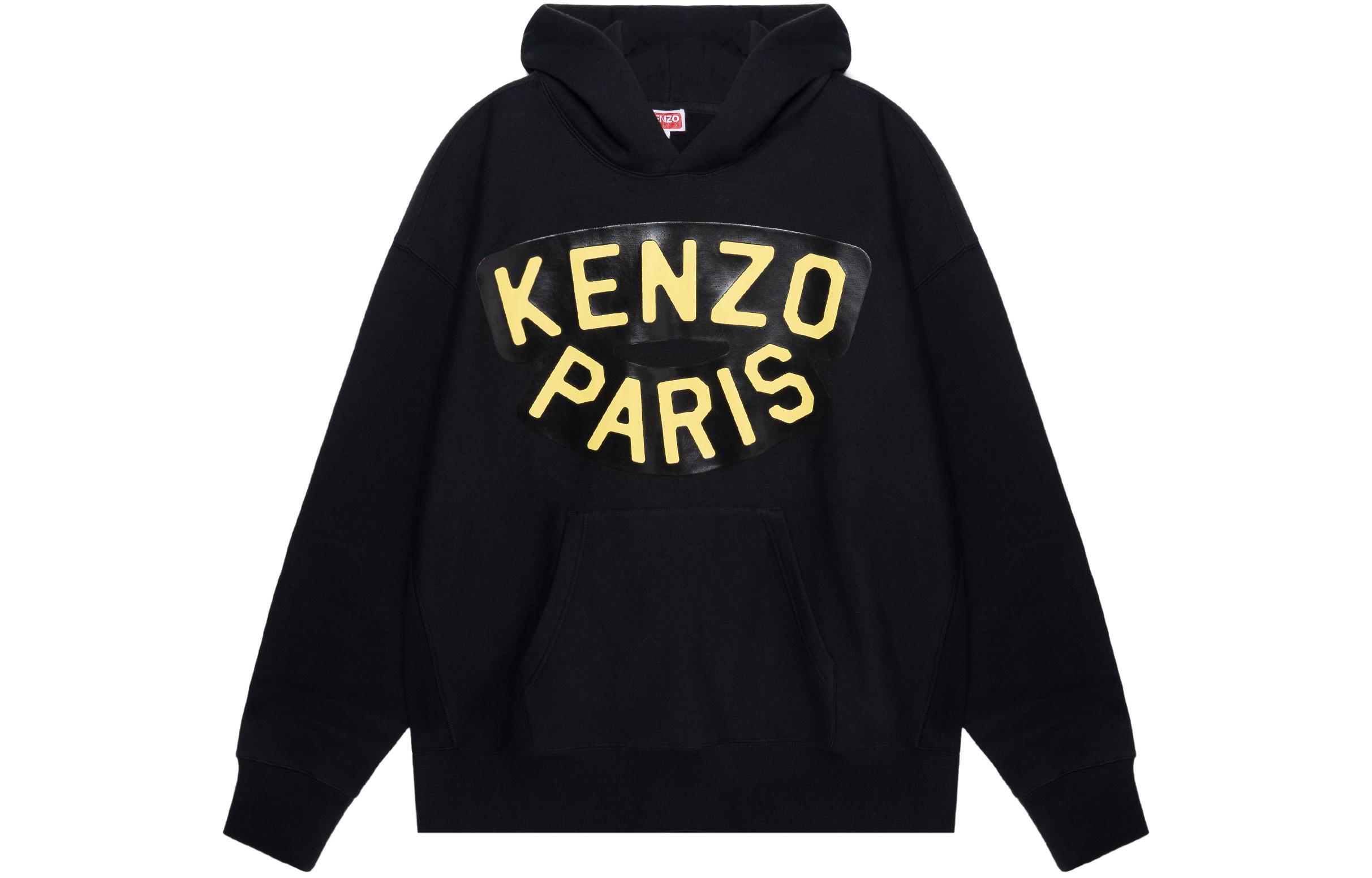KENZO SS23 Logo Print Black Hoodie for Men. FD55SW4564MB-99J