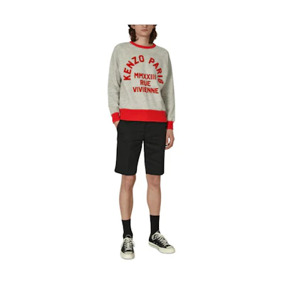 KENZO SS23 Logo Print Crewneck Long Sleeve Sweatshirt Grey . FD55SW4864MG-94