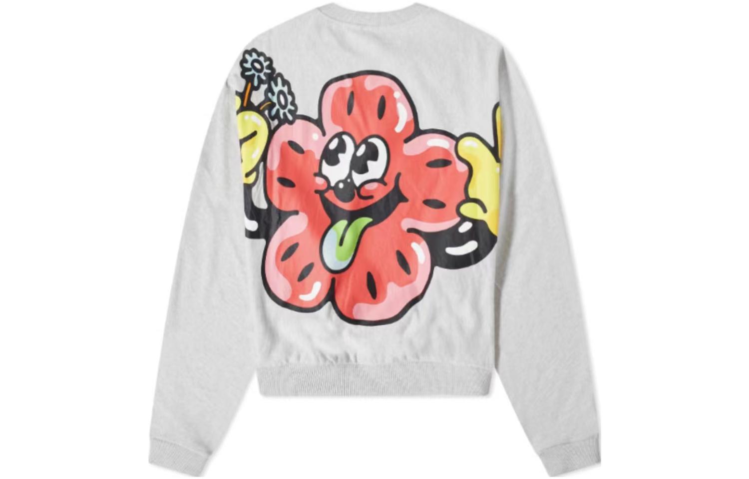 Order KENZO SS23 Logo Print Crewneck Long Sleeve Sweatshirt Men Light Grey FD55SW4634MF-93