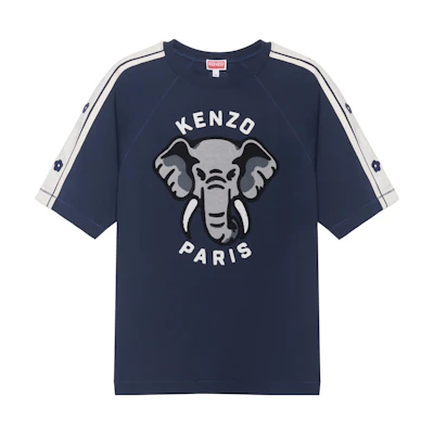 KENZO SS23 Midnight Blue Graphic Cartoon Print Relaxed Fit Men’s T-Shirt. FD55TS4514SC-77