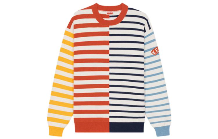 KENZO SS23 Multicolor Striped Logo Print Long Sleeve Sweater Unisex. FD55PU3703CN-MU