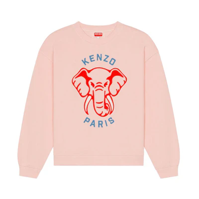 KENZO SS23 Pink Elephant Logo Print Long Sleeve Sweatshirt for Men. FD62SW0934MF-34