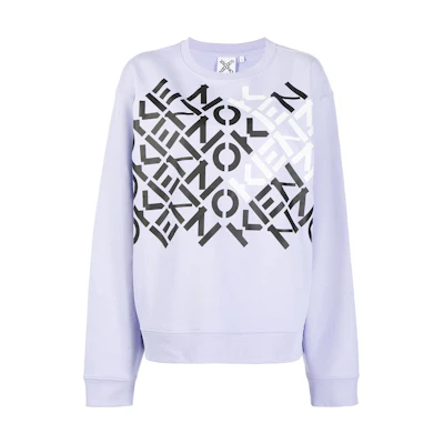 KENZO SS23 Purple Printed Crewneck Long-Sleeve Sweatshirt FC55SW0324MS-65