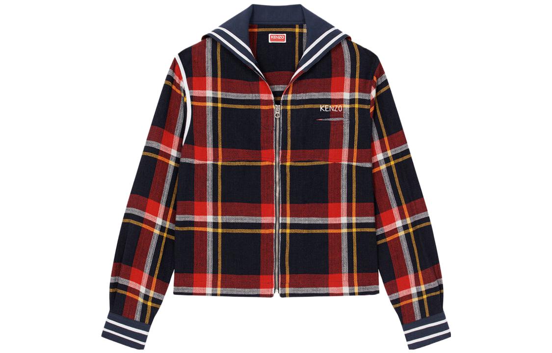 KENZO SS23 Red Plaid Detail Shirt-Style Jacket FD55CH5139RY-77