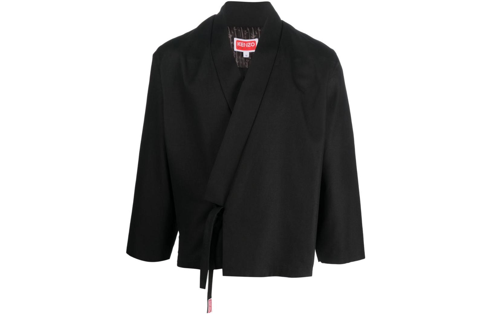 KENZO SS23 Solid Color Wrap Jacket Black FD65VE1409GC-99J