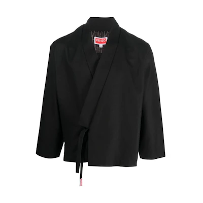 KENZO SS23 Solid Color Wrap Jacket Black FD65VE1409GC-99J