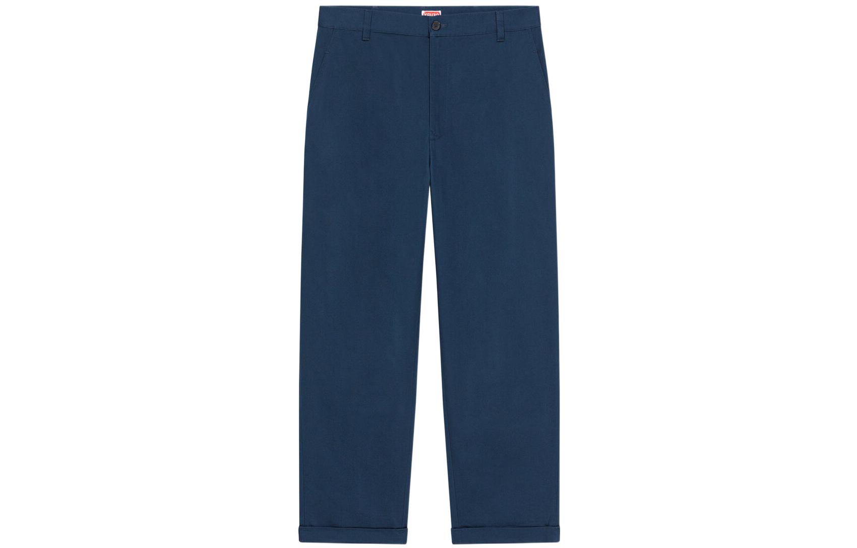 Order KENZO SS23 Solid Logo Embroidered Straight-Leg Casual Pants Navy FC65PA2059RL-77