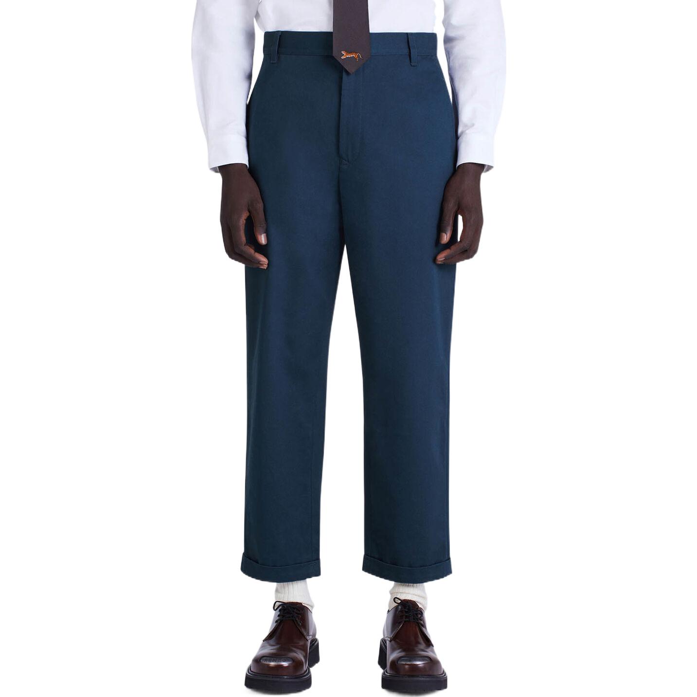 Purchase KENZO SS23 Solid Logo Embroidered Straight-Leg Casual Pants Navy FC65PA2059RL-77