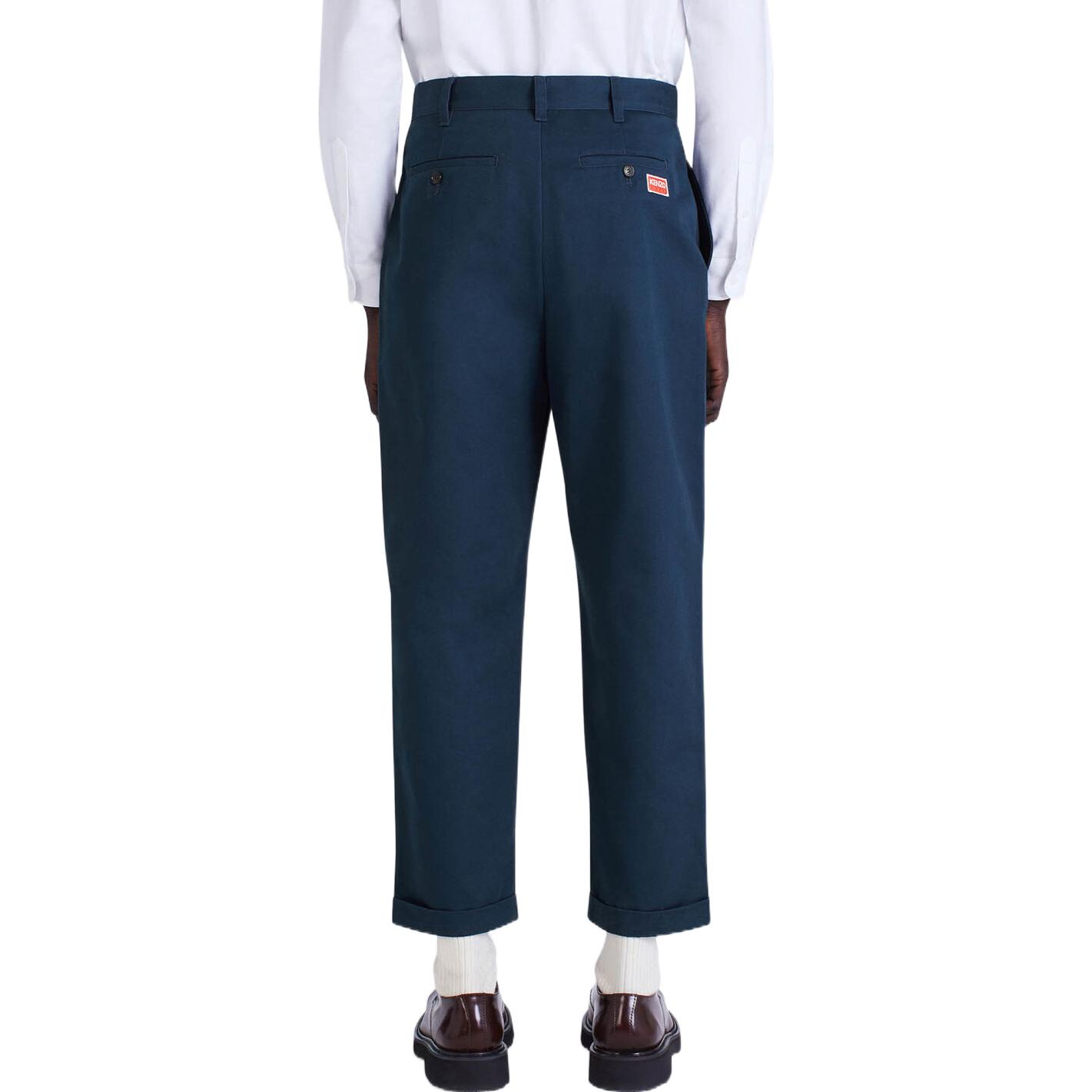 Details for KENZO SS23 Solid Logo Embroidered Straight-Leg Casual Pants Navy FC65PA2059RL-77