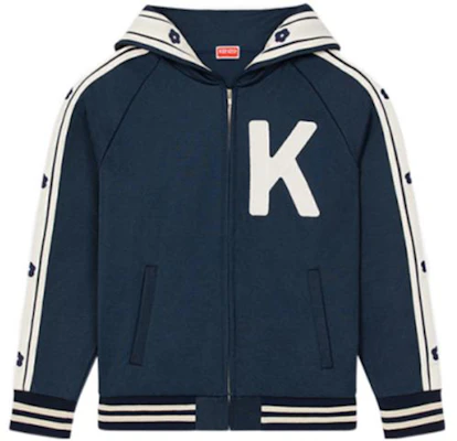 KENZO 2023春夏条纹印花连帽单排扣夹克午夜蓝男款 FD55SW4654IE-77 Buy KENZO 2023春夏条纹印花连帽单排扣夹克午夜蓝男款 FD55SW4654IE-77