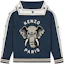 Lookbook KENZO 2023春夏条纹印花连帽单排扣夹克午夜蓝男款 FD55SW4654IE-77