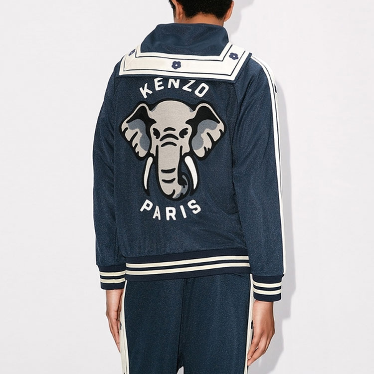 KENZO SS23 Striped Print Single-Breasted Hooded Jacket Midnight Blue Men’s FD55SW4654IE-77 圖 5