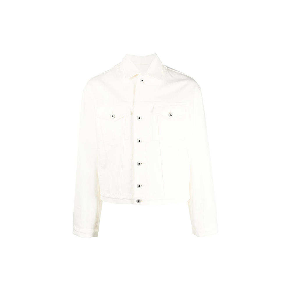 KENZO SS23 White Minimalist Jacket with Back Logo Patch for Men FD55DV3026D2-WB
