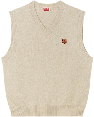KENZO SS24 Beige Floral Embroidery V-Neck Sleeveless Pullover Vest FE65PU4863LC-11 Buy KENZO SS24 Beige Floral Embroidery V-Neck Sleeveless Pullover Vest FE65PU4863LC-11