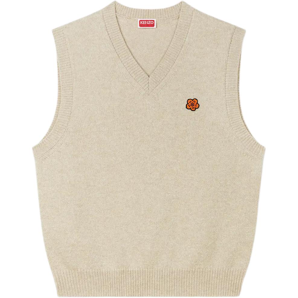 Order KENZO SS24  Beige Floral Embroidery V-Neck Sleeveless Pullover Vest FE65PU4863LC-11