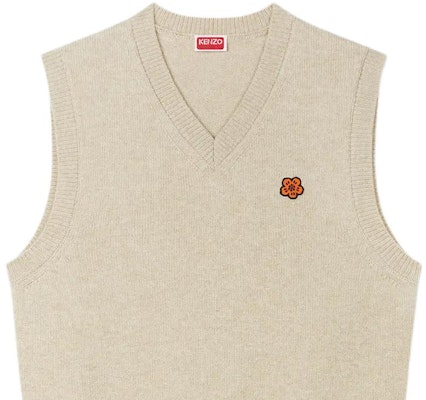 KENZO SS24 Beige Floral Embroidery V-Neck Sleeveless Pullover Vest FE65PU4863LC-11 Shop KENZO SS24 Beige Floral Embroidery V-Neck Sleeveless Pullover Vest FE65PU4863LC-11