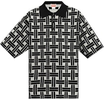KENZO SS24 Black Checkered Button-Up Short Sleeve Polo Shirt. FE65PU4783CA-99J KENZO SS24 Black Checkered Button-Up Short Sleeve Polo Shirt. FE65PU4783CA-99J