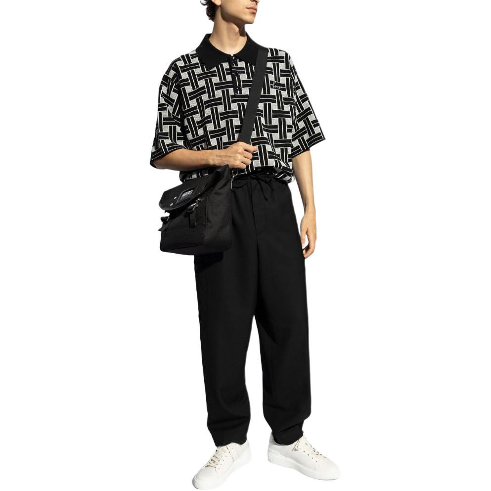 Lookbook KENZO SS24  Black Checkered Button-Up Short Sleeve Polo Shirt. FE65PU4783CA-99J