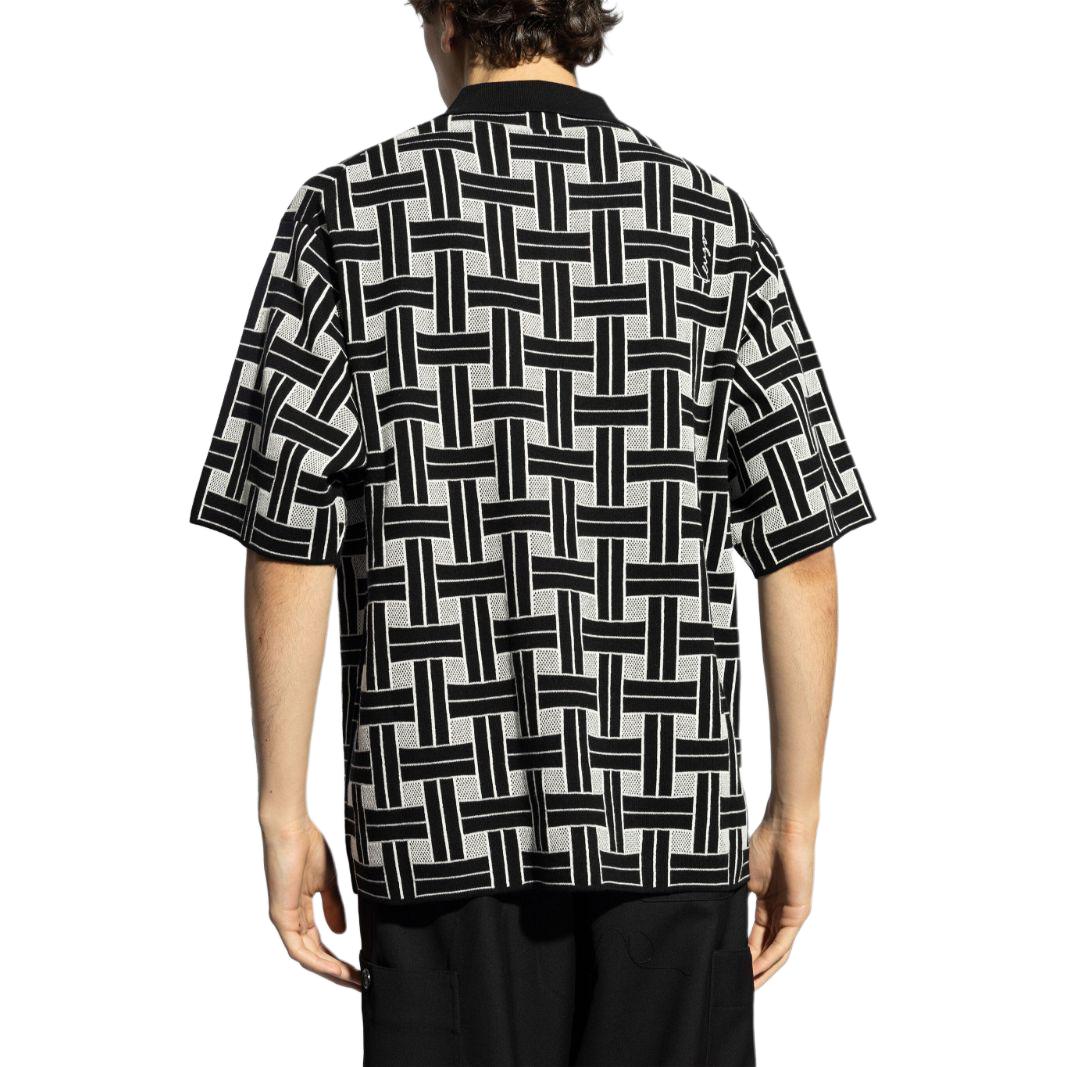 Purchase KENZO SS24  Black Checkered Button-Up Short Sleeve Polo Shirt. FE65PU4783CA-99J