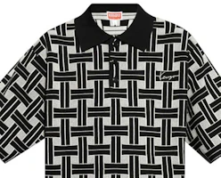 Sizing KENZO SS24 Black Checkered Button-Up Short Sleeve Polo Shirt. FE65PU4783CA-99J
