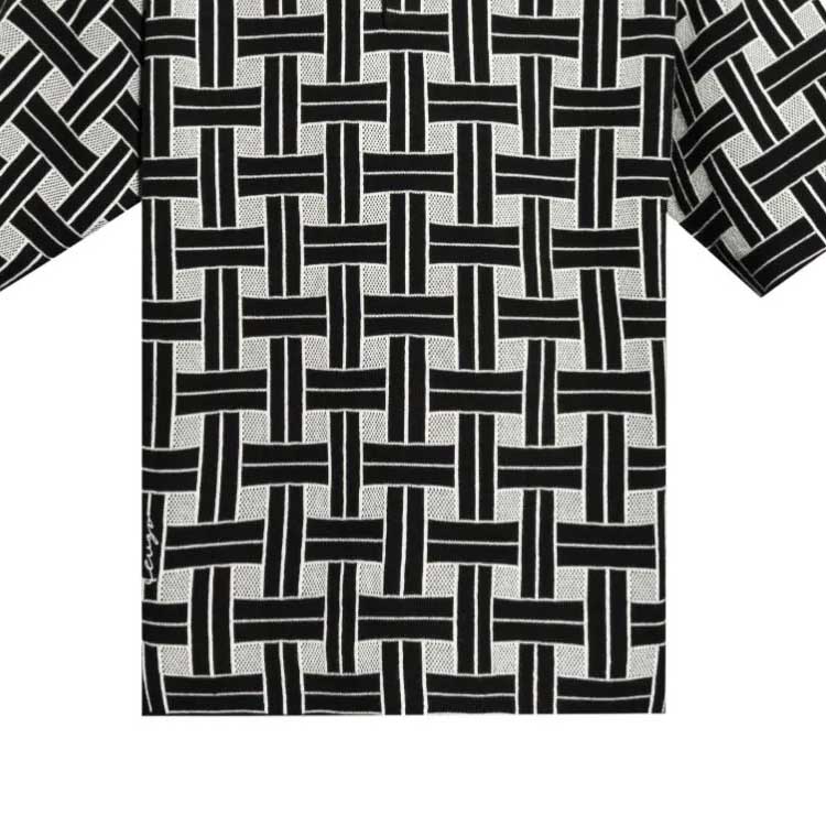 Cheap KENZO SS24  Black Checkered Button-Up Short Sleeve Polo Shirt. FE65PU4783CA-99J