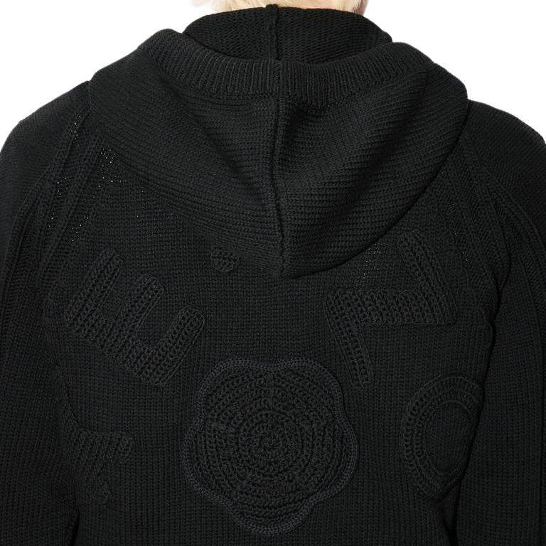 Sizing KENZO SS24  Black Chunky Knit Hoodie Sweater. FE65PU4823CF-99J