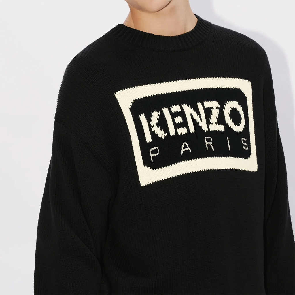 KENZO SS24  Black Crewneck Sweater with Logo Print Long Sleeves. FD55PU3833LA-99 圖 7