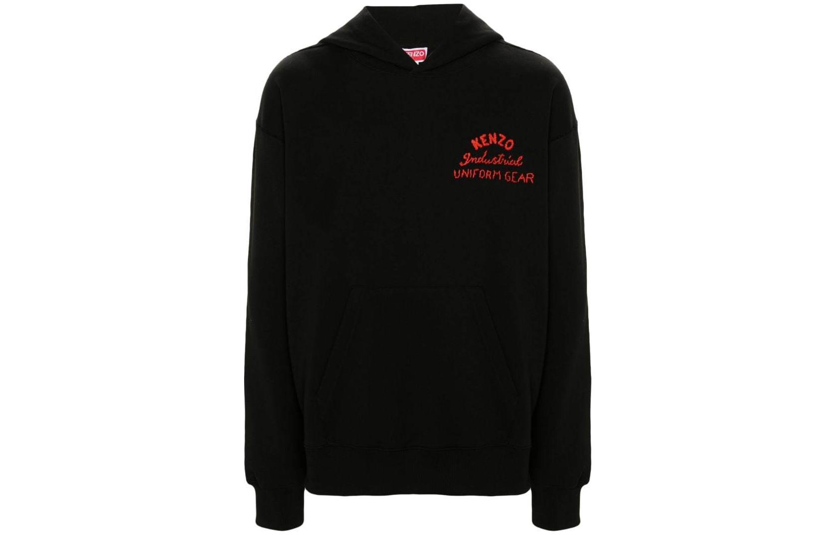 Buy KENZO SS24 黑色刺绣标志宽松连帽卫衣 FE55SW1764MF-99J