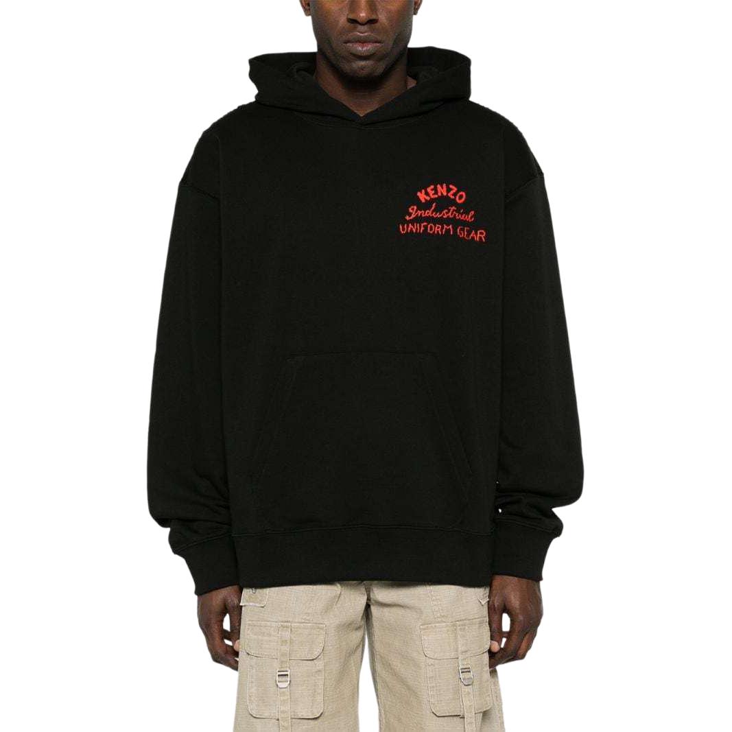 Lookbook KENZO SS24 黑色刺绣标志宽松连帽卫衣 FE55SW1764MF-99J