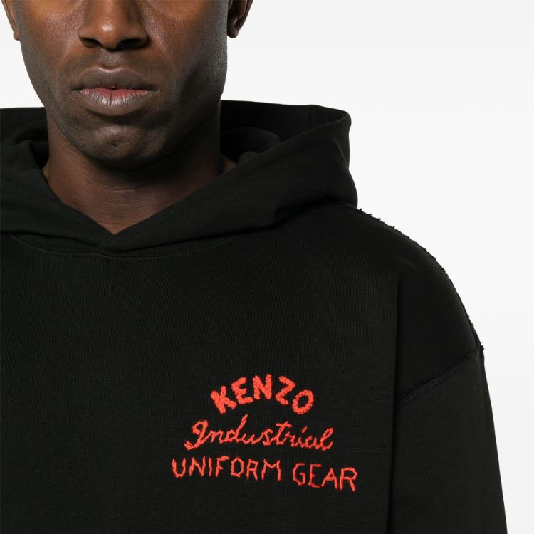 Details for KENZO SS24 黑色刺绣标志宽松连帽卫衣 FE55SW1764MF-99J