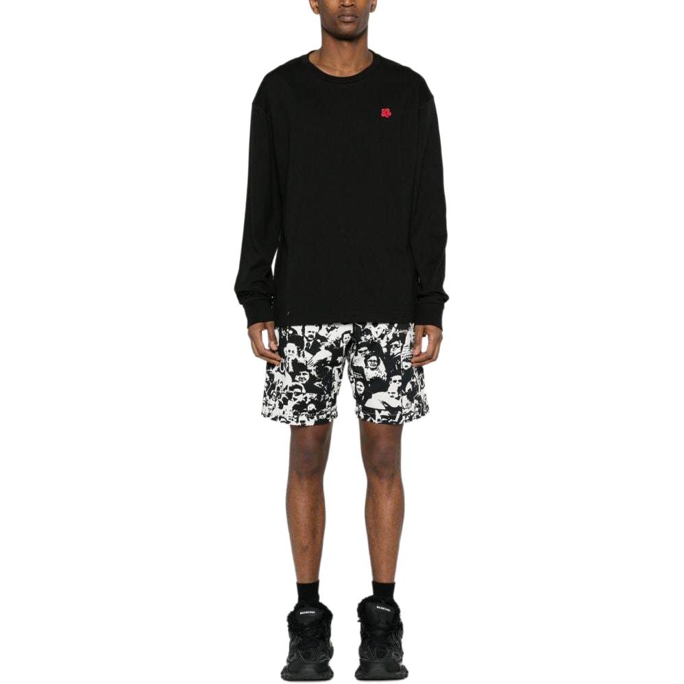 Lookbook KENZO SS24 黑色花卉裝飾長袖圓領T恤 FE65TS4764SG