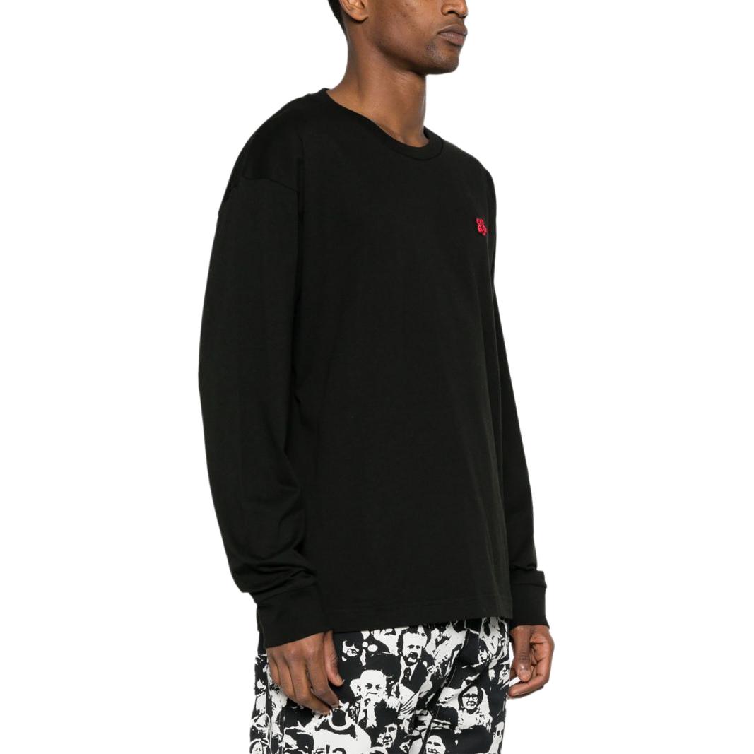 Purchase KENZO SS24 黑色花卉裝飾長袖圓領T恤 FE65TS4764SG