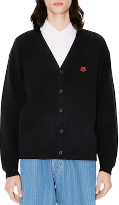 KENZO SS24 Cardigan Negro con Bordado Floral en Cuello en V. FE65CA4853LC-99J Purchase KENZO SS24 Cardigan Negro con Bordado Floral en Cuello en V. FE65CA4853LC-99J