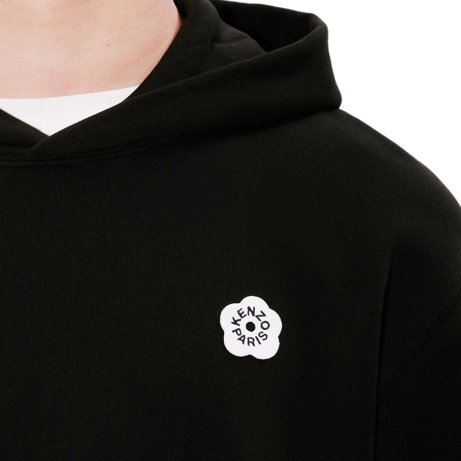 Sizing KENZO SS24  Black Hoodie with Logo Print Design. FE65SW2214MG-99J