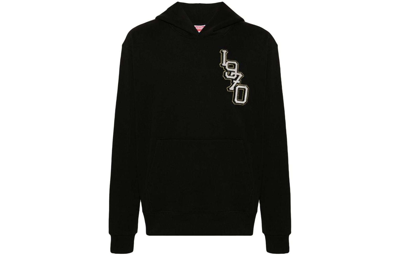 KENZO SS24  Black Hoodie with Logo Tiger Embroidery FD65SW1254MF-99J