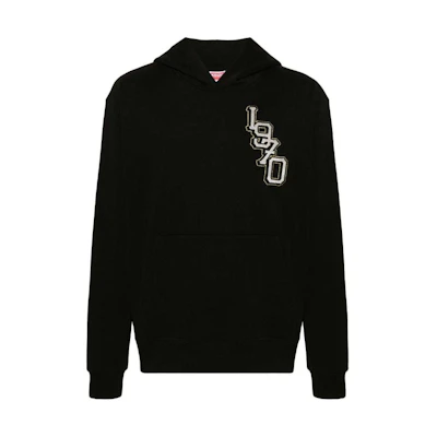 KENZO SS24 Black Hoodie with Logo Tiger Embroidery FD65SW1254MF-99J