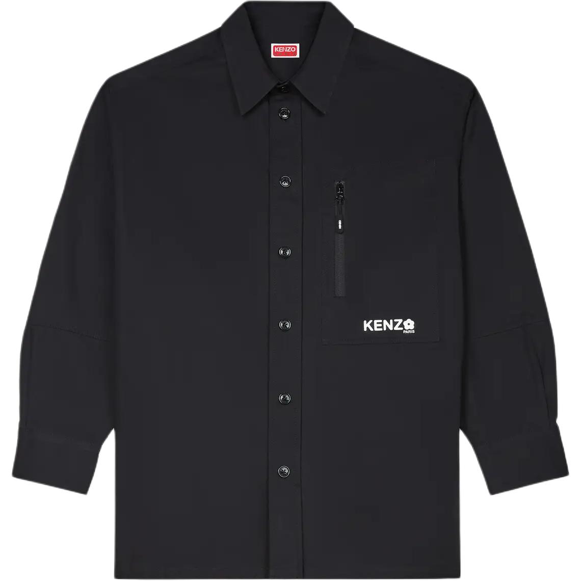 KENZO SS24  Black Letter Print Button-Up Long Sleeve Shirt. FE65CH5059LP-99