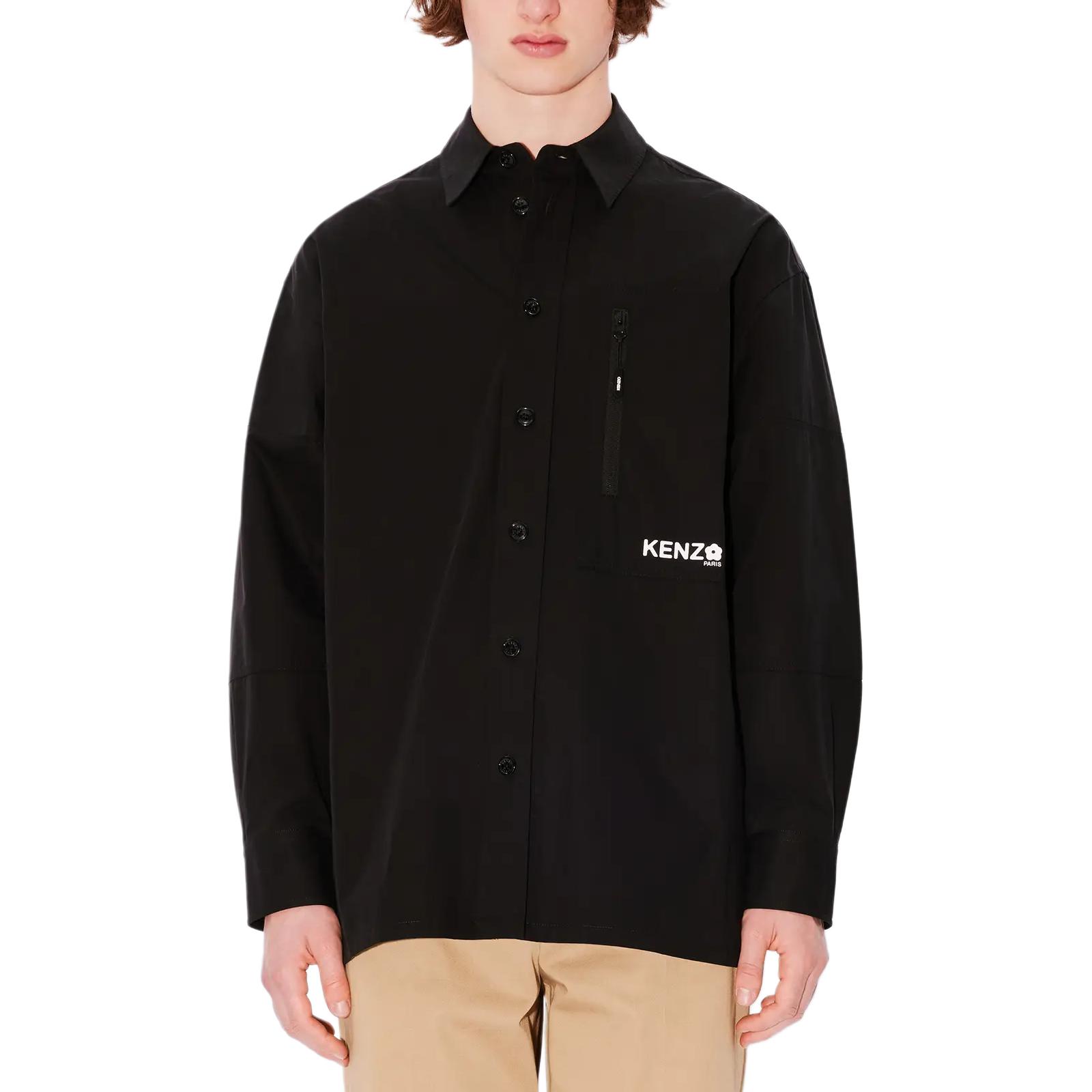 Purchase 겐조 SS24 블랙 레터 프린트 버튼업 긴팔 셔츠. FE65CH5059LP-99