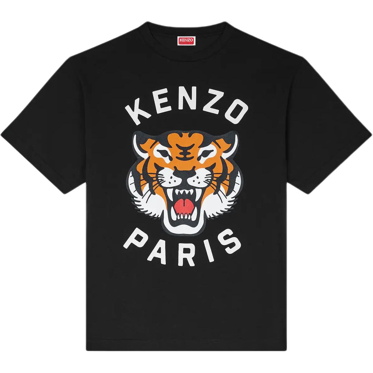 KENZO SS24  Black Letter Tiger Print Short Sleeve T-Shirt FE68TS0094SG-99J