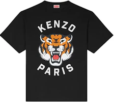 KENZO SS24 Black Letter Tiger Print Short Sleeve T-Shirt FE68TS0094SG-99J KENZO SS24 Black Letter Tiger Print Short Sleeve T-Shirt FE68TS0094SG-99J